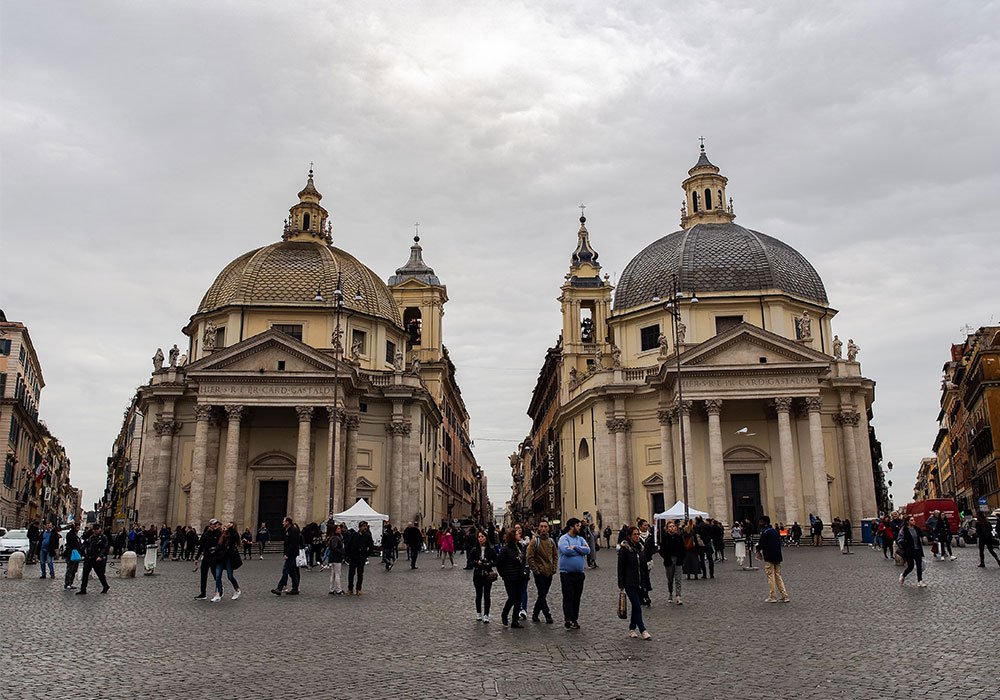 Piazza del Popolo e Chiese Gemelle a Roma