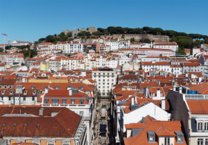 Vista panoramica su Lisbona e Castello San Giorgio